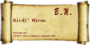 Biró Miron névjegykártya